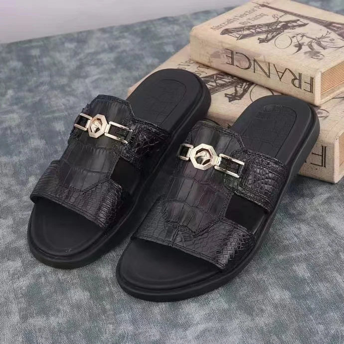 Sandales unisexes en cuir à talon bas – CLEVI Paris