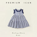 Robe fille bleue à carreaux en coton – CLEVI Paris