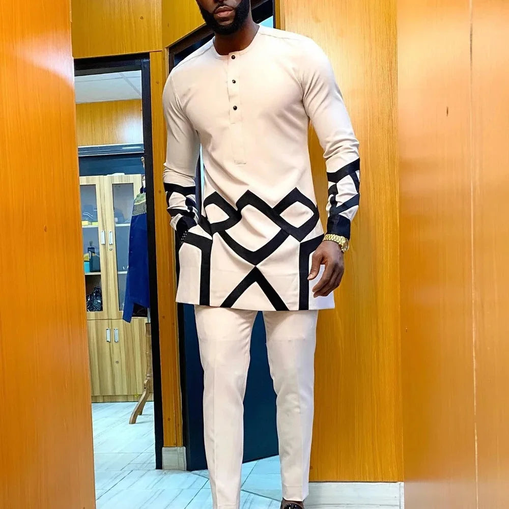 Ensemble 2 Pièces Homme Style Africain Broderie Tuxedo – CLEVI Paris