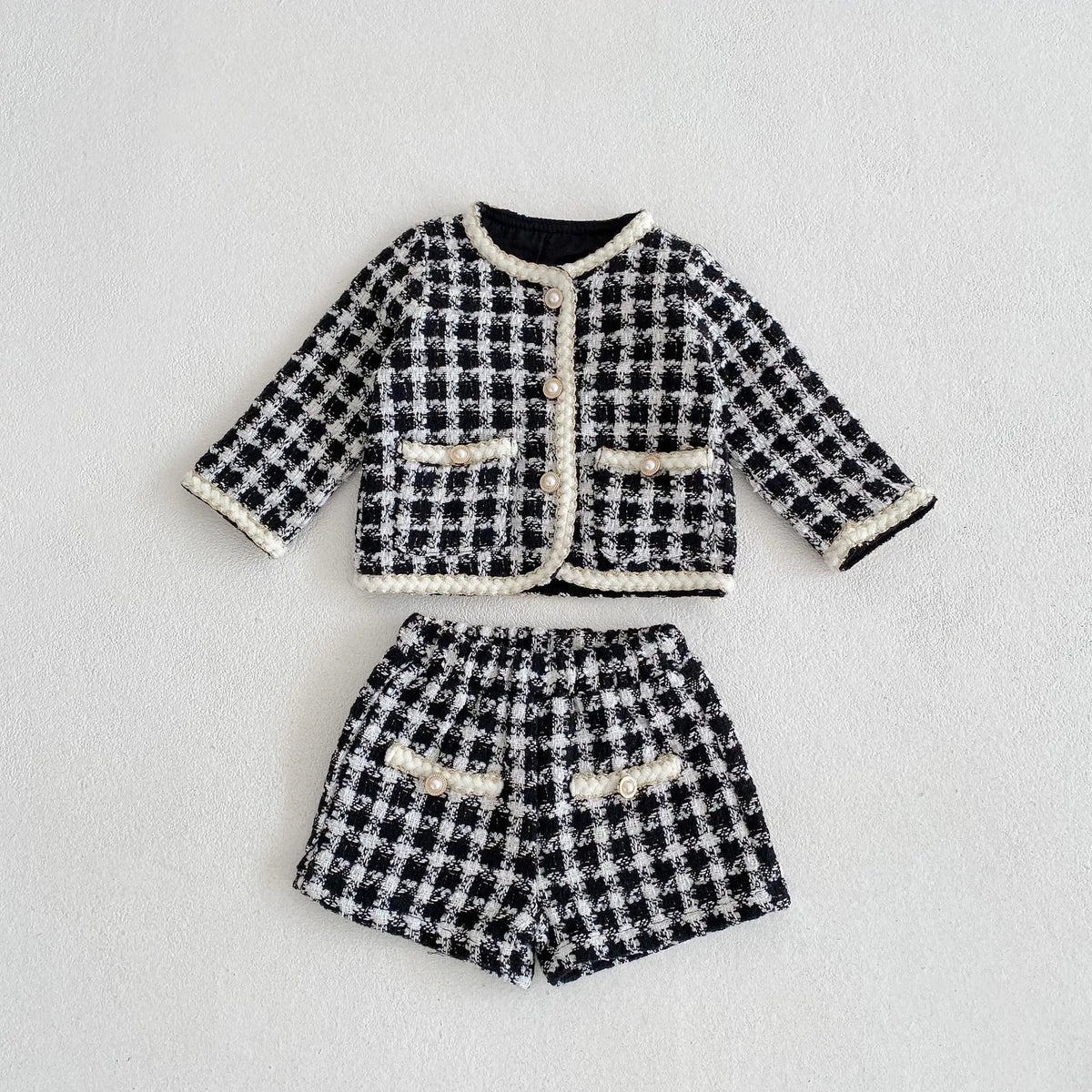 Ensemble bébé fille noir à carreaux – CLEVI Paris