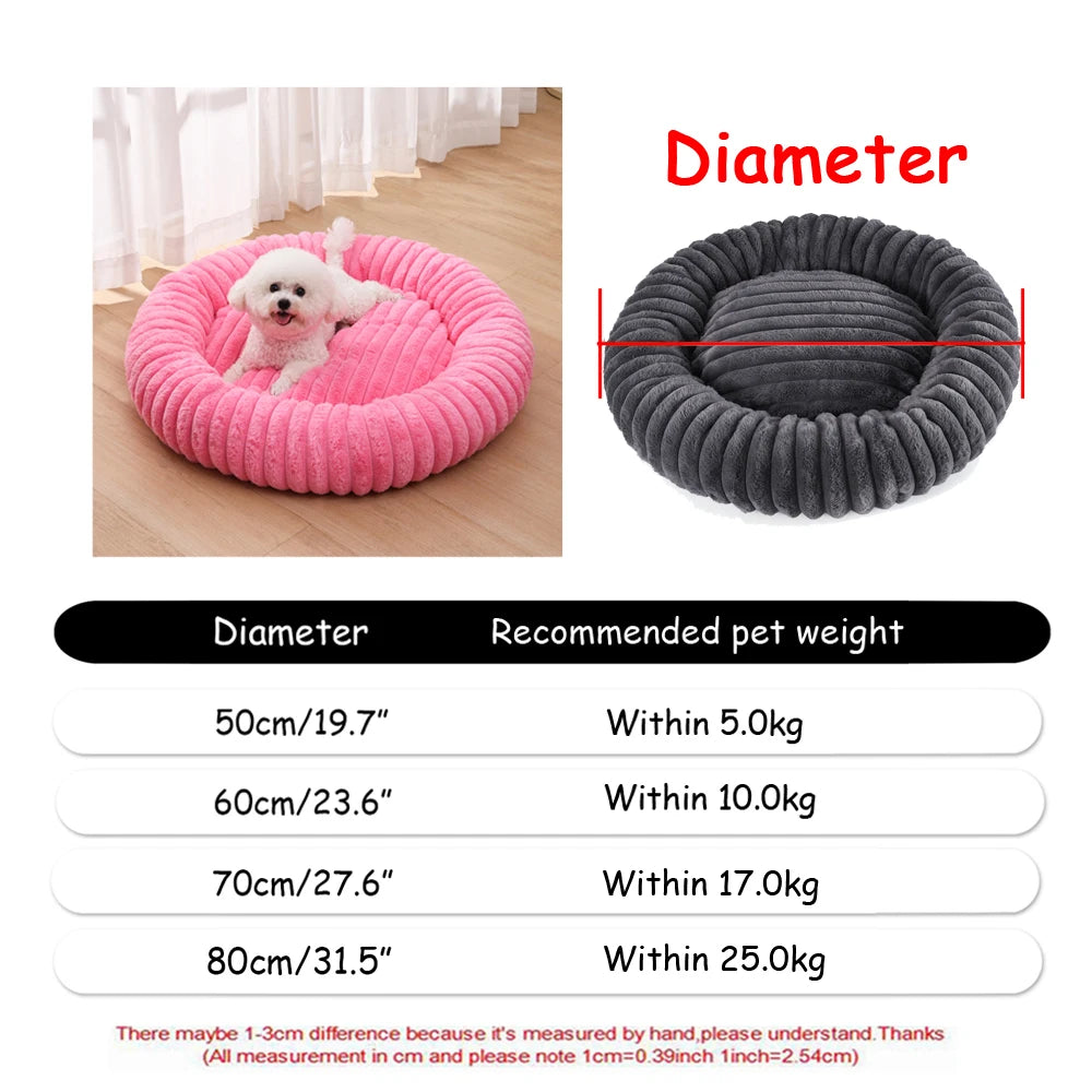 Panier rond chien et chat en peluche 40–90 cm – CLEVI Paris