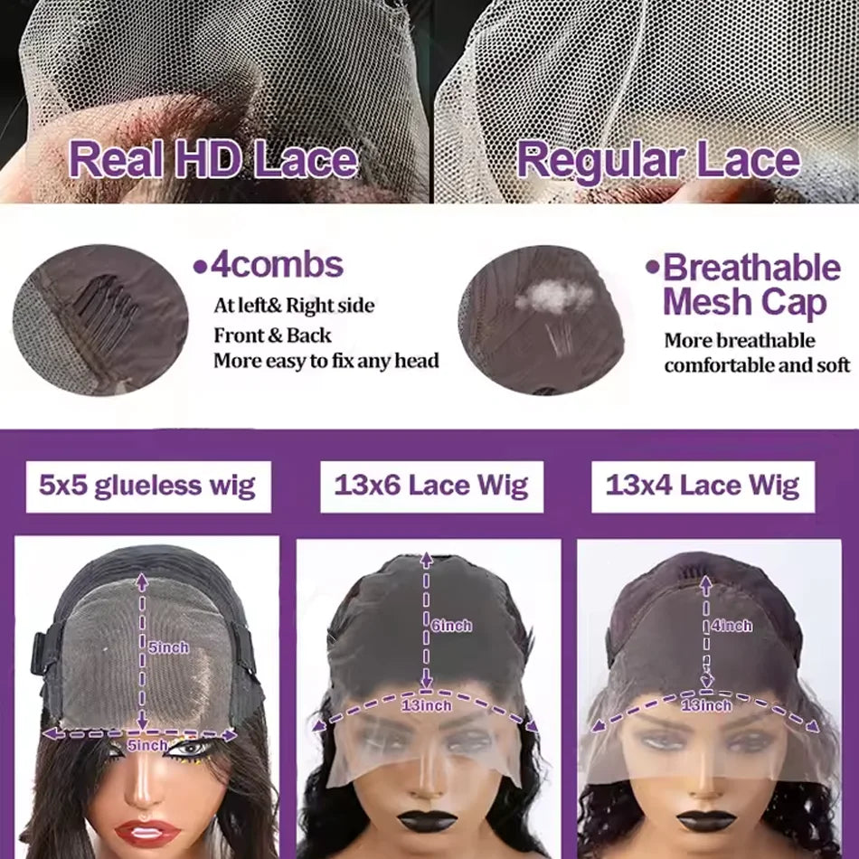 Perruque Bone Straight Cheveux Humains Brésiliens Remy HD Lace 13x4 / 13x6 / 5x5 — 200 à 250% Densité – CLEVI Paris