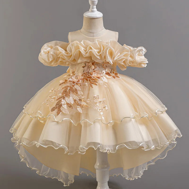 Robe fille à paillettes T1326 – CLEVI Paris
