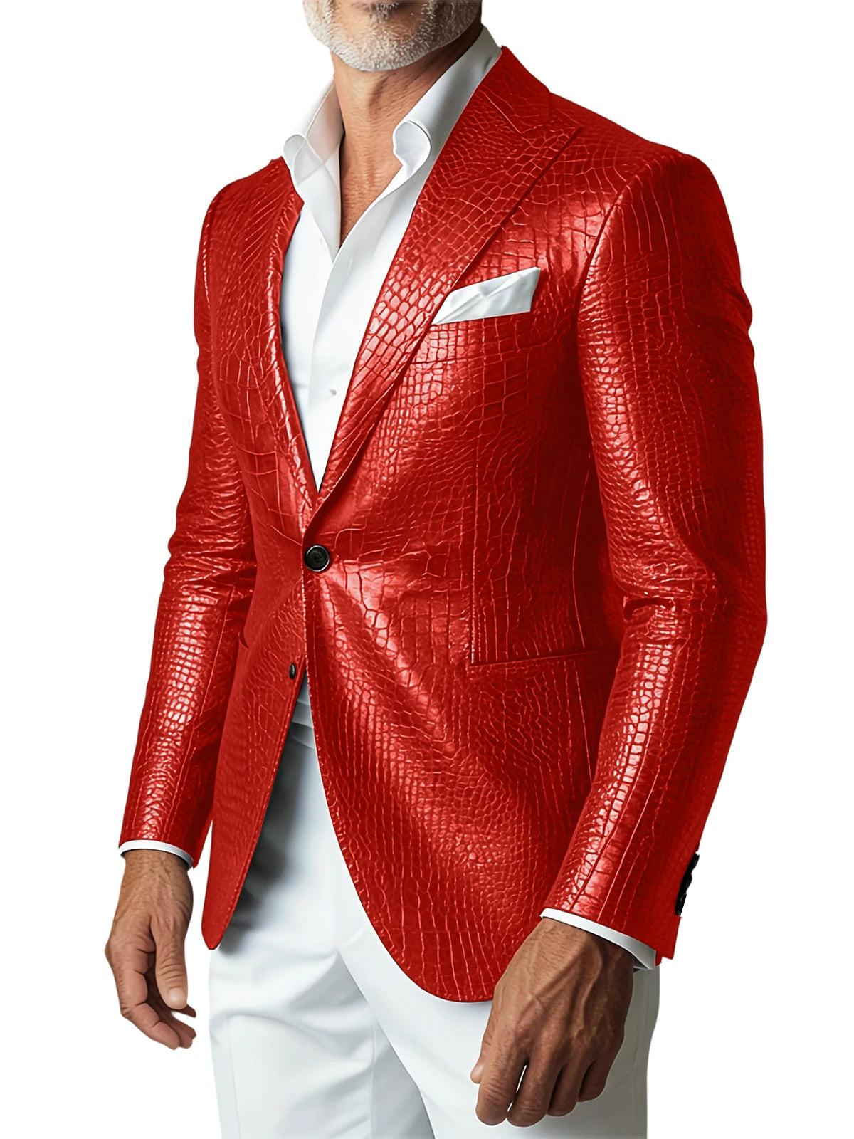 Veste homme en similicuir effet crocodile – CLEVI Paris