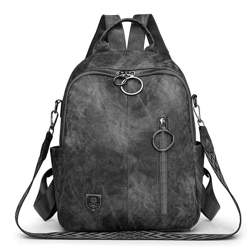 Sac à Dos PU Souple Femme Grande Capacité Retro Voyage École – CLEVI Paris