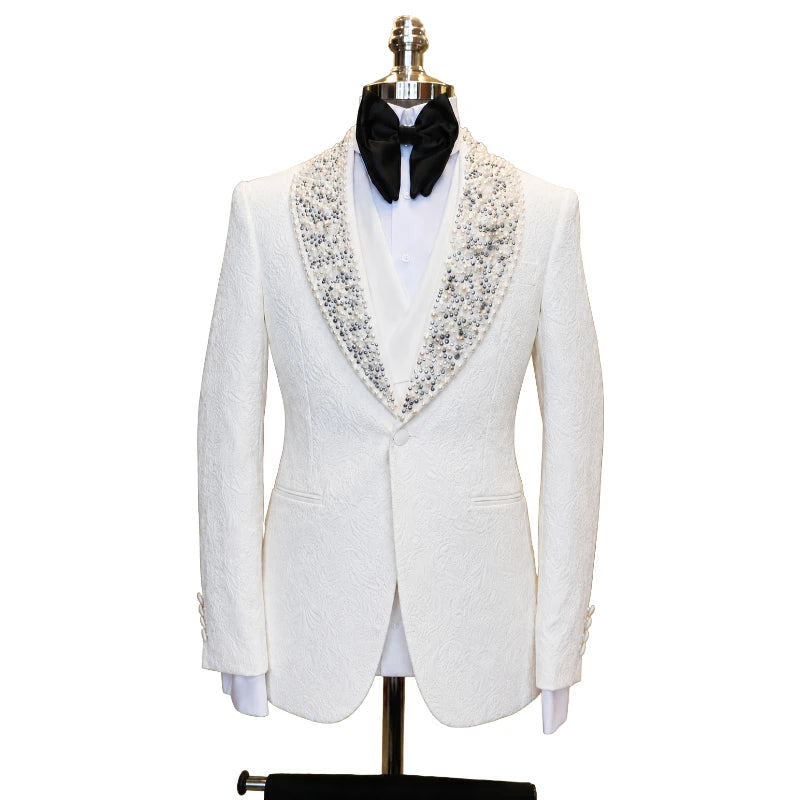 Costume mariage homme blanc 3 pièces – CLEVI Paris