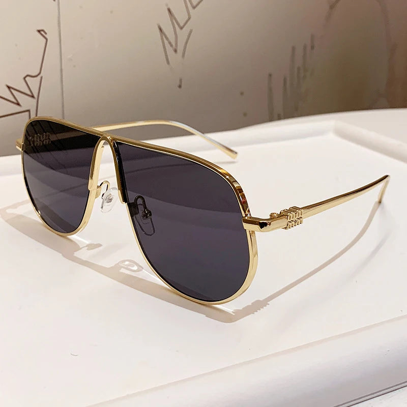 Lunettes de Soleil Grande Monture Grenouille Rétro Métal Femme – CLEVI Paris