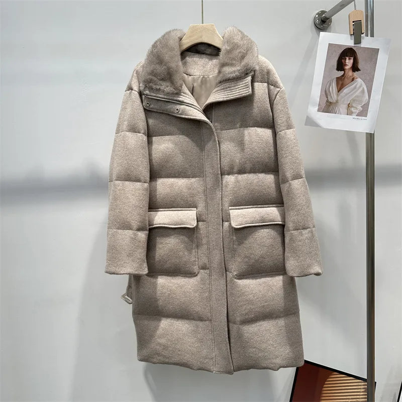 Doudoune Femme Hiver Mi-Longue à Ceinture – CLEVI Paris