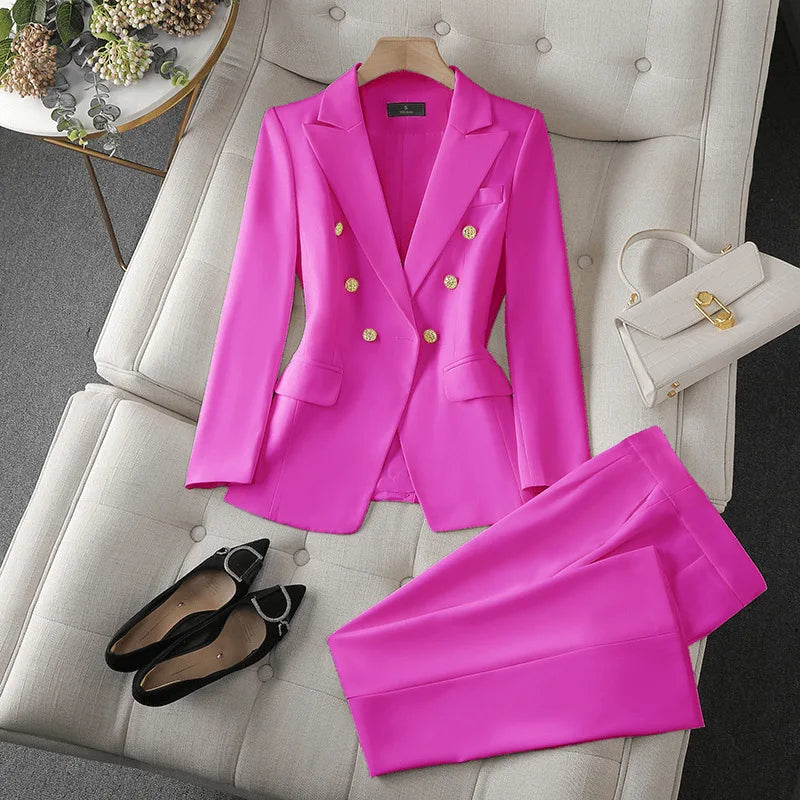 Tailleur pantalon femme double boutonnage – CLEVI Paris