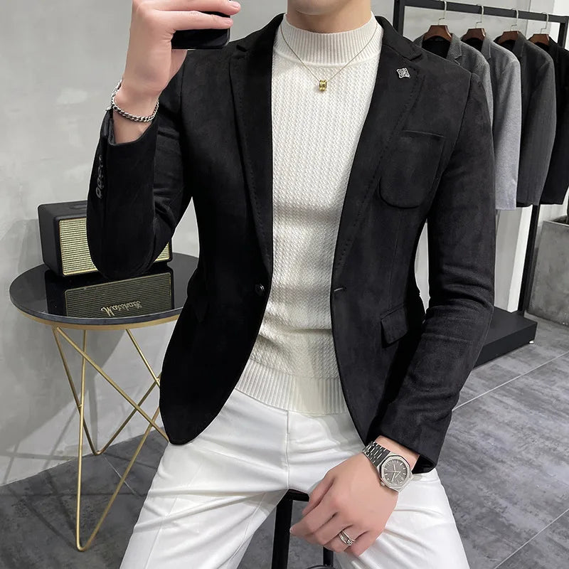 Blazer homme coupe ajustée à poches – CLEVI Paris