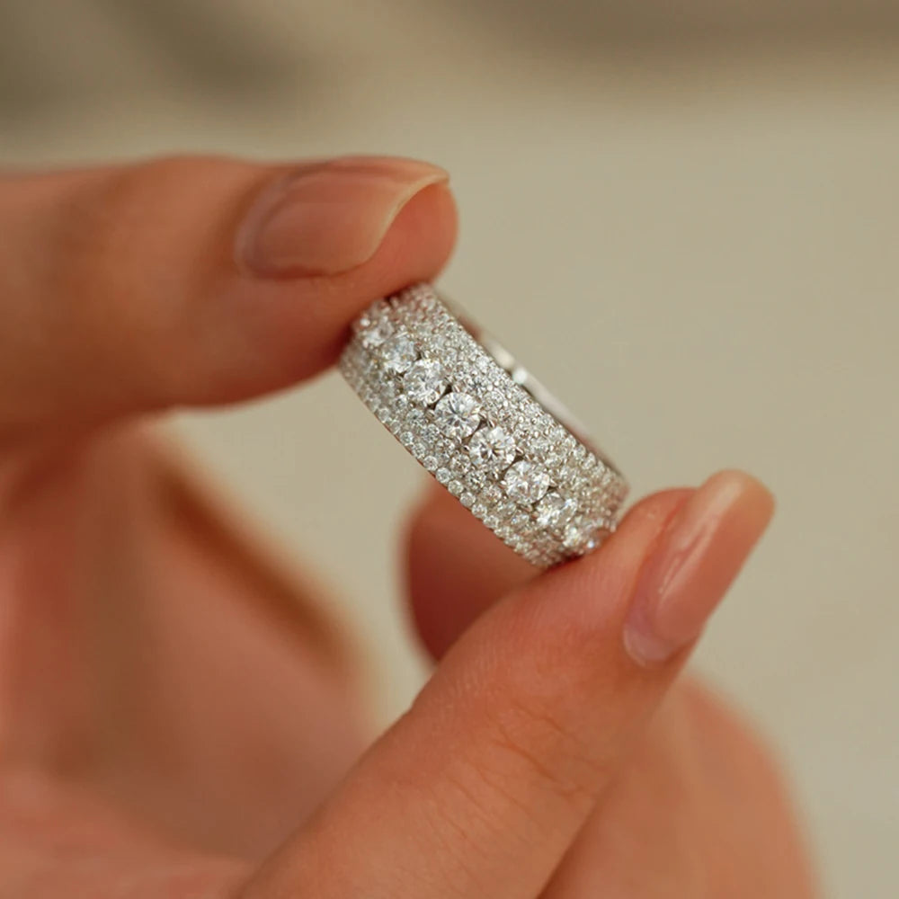 Bague Cocktail Triple Rang Moissanite Pavé – CLEVI Paris