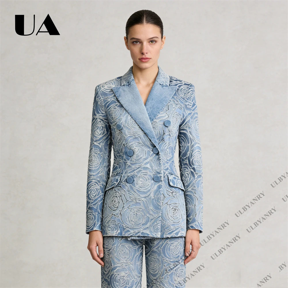 Blazer jacquard femme double boutonnage – CLEVI Paris