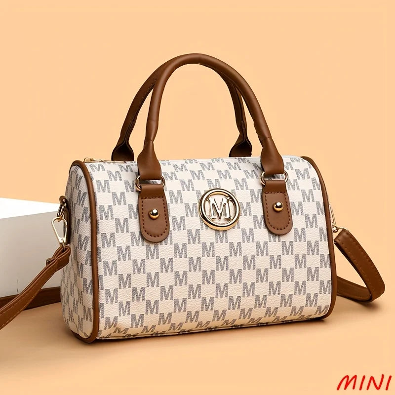 Mini Sac Cylindrique Logo Doré Femme Bandoulière 23x15cm – CLEVI Paris