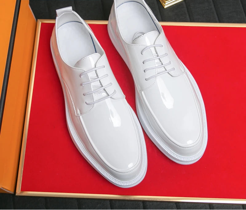 Oxford Cuir Verni Homme Bout Pointu Lacets Bureau & Mariage – CLEVI Paris