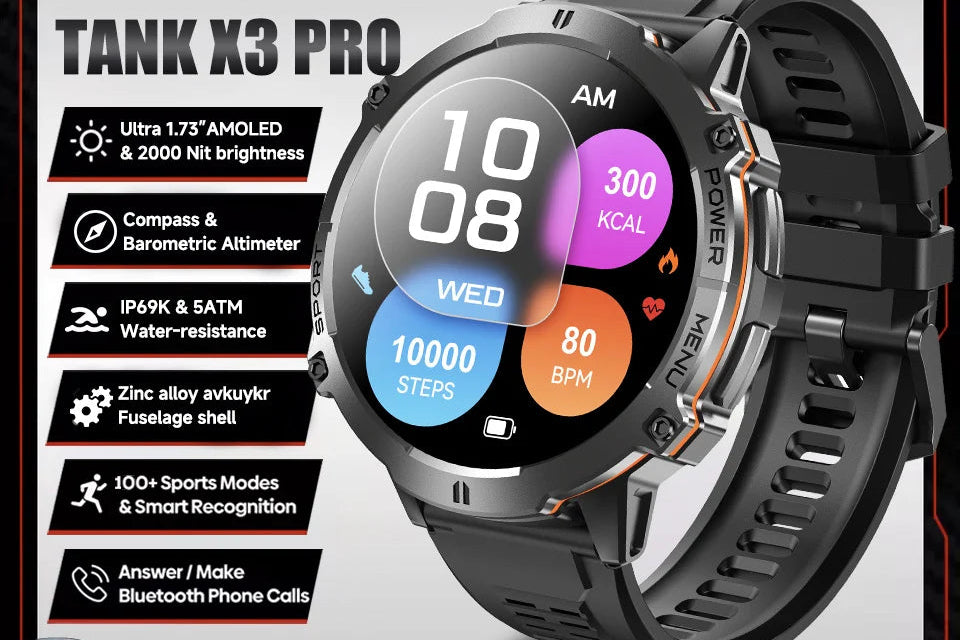 Montre connectée unisexe AMOLED 1,73″ – CLEVI Paris