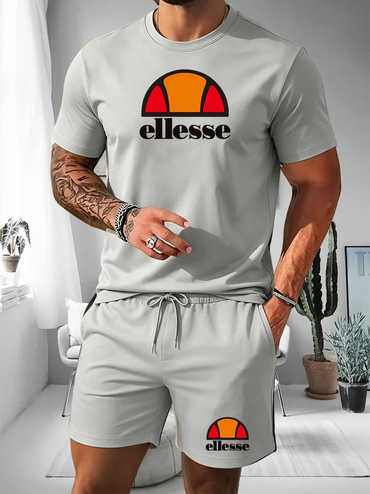 Ensemble 2 Pièces Homme T-shirt Col Rond + Short Cordon Été 2026 – Casual Sport, 20 Coloris, S à XXL – CLEVI Paris
