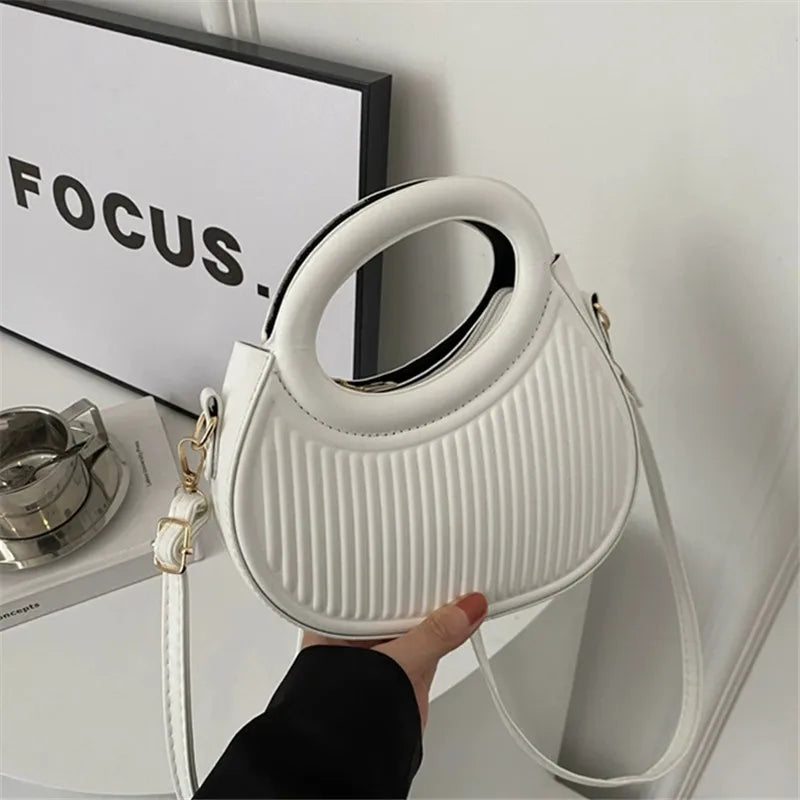 Sac Coquille Femme Rayures PU Zip Bandoulière – CLEVI Paris