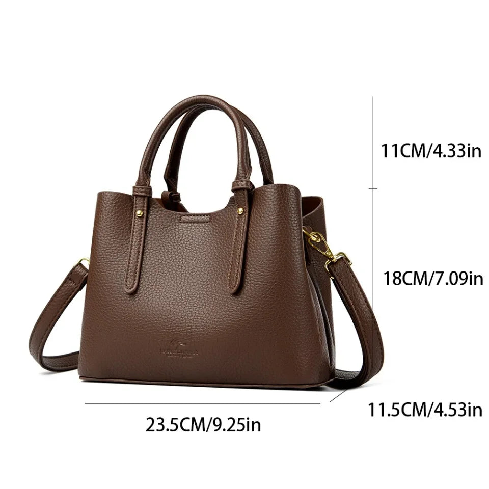 Sac à Main Femme Cuir Véritable Poignée Supérieure 23x18cm – CLEVI Paris