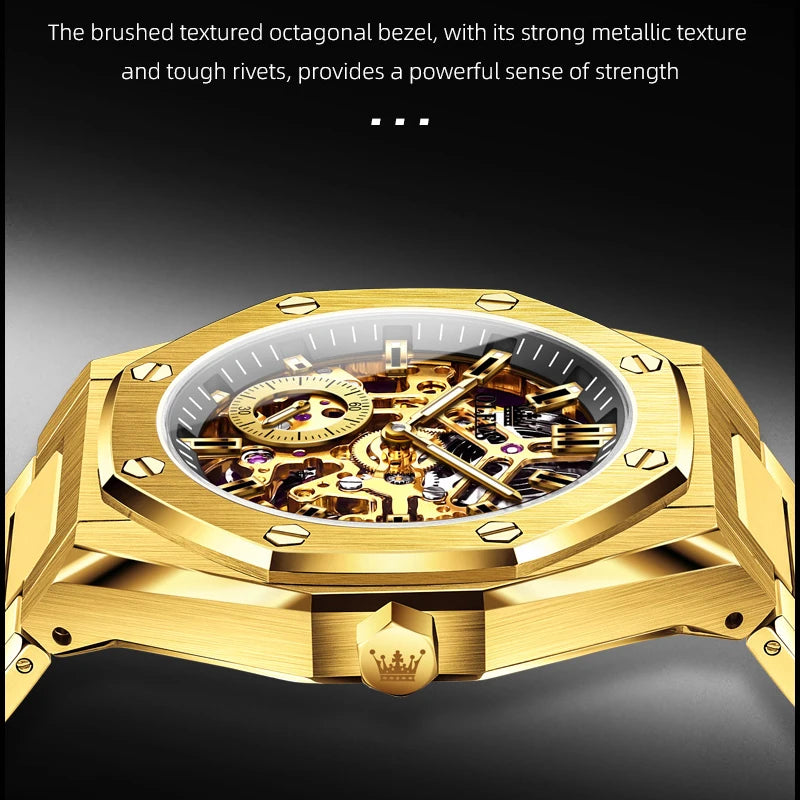 OLEVS 6669 Montre Homme Automatique Squelette Creux Acier Étanche 30M – CLEVI Paris