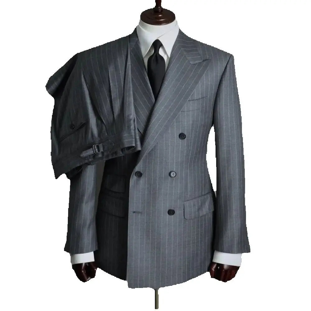 Costume homme croisé gris – CLEVI Paris