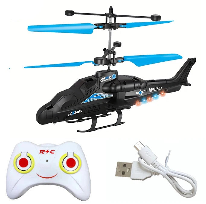 Hélicoptère Télécommandé Infrarouge LED – 2 Canaux, Charge USB, Intérieur, Idéal Enfants 6-12 Ans – CLEVI Paris