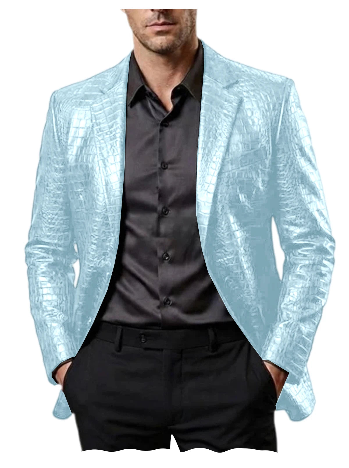 Blazer homme en simili cuir motif crocodile – CLEVI Paris