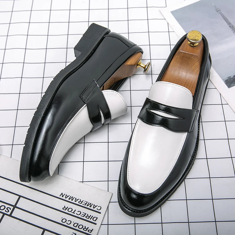 Loafers Homme Bicolores PU Slip-On Semelle Caoutchouc – CLEVI Paris