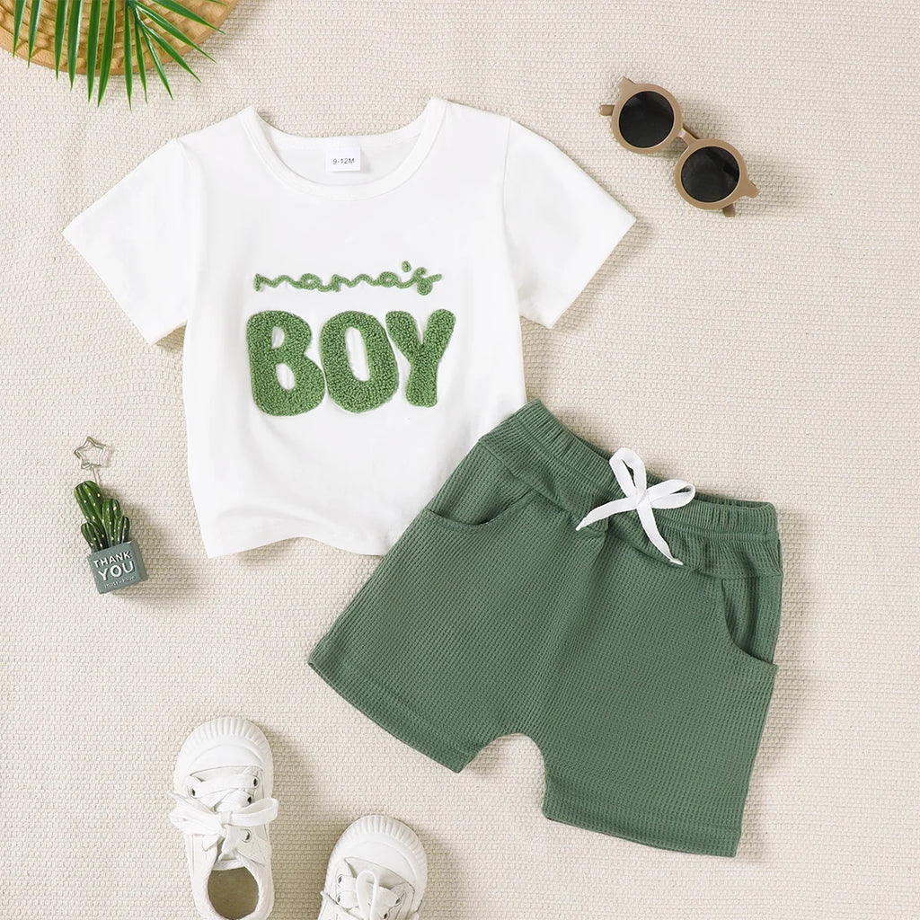 Ensemble bébé garçon Mom’s Boy haut et short – CLEVI Paris