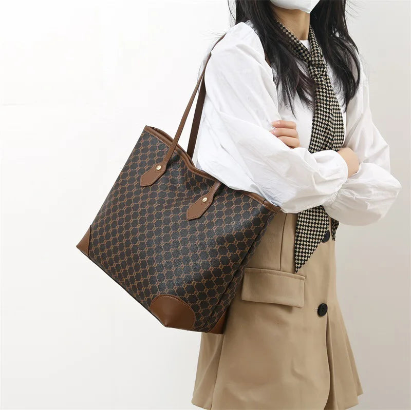 Sac Cabas Femme Grande Capacité Rétro PU – CLEVI Paris