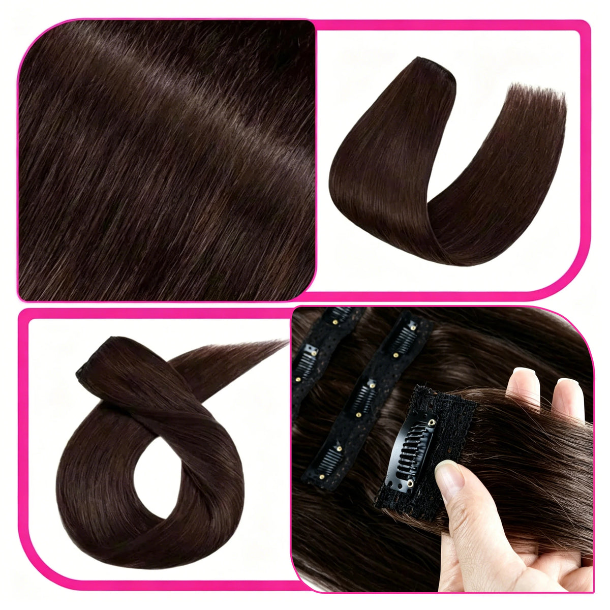 Extensions Cheveux Humains Clip-In Straight 8Pcs – CLEVI Paris