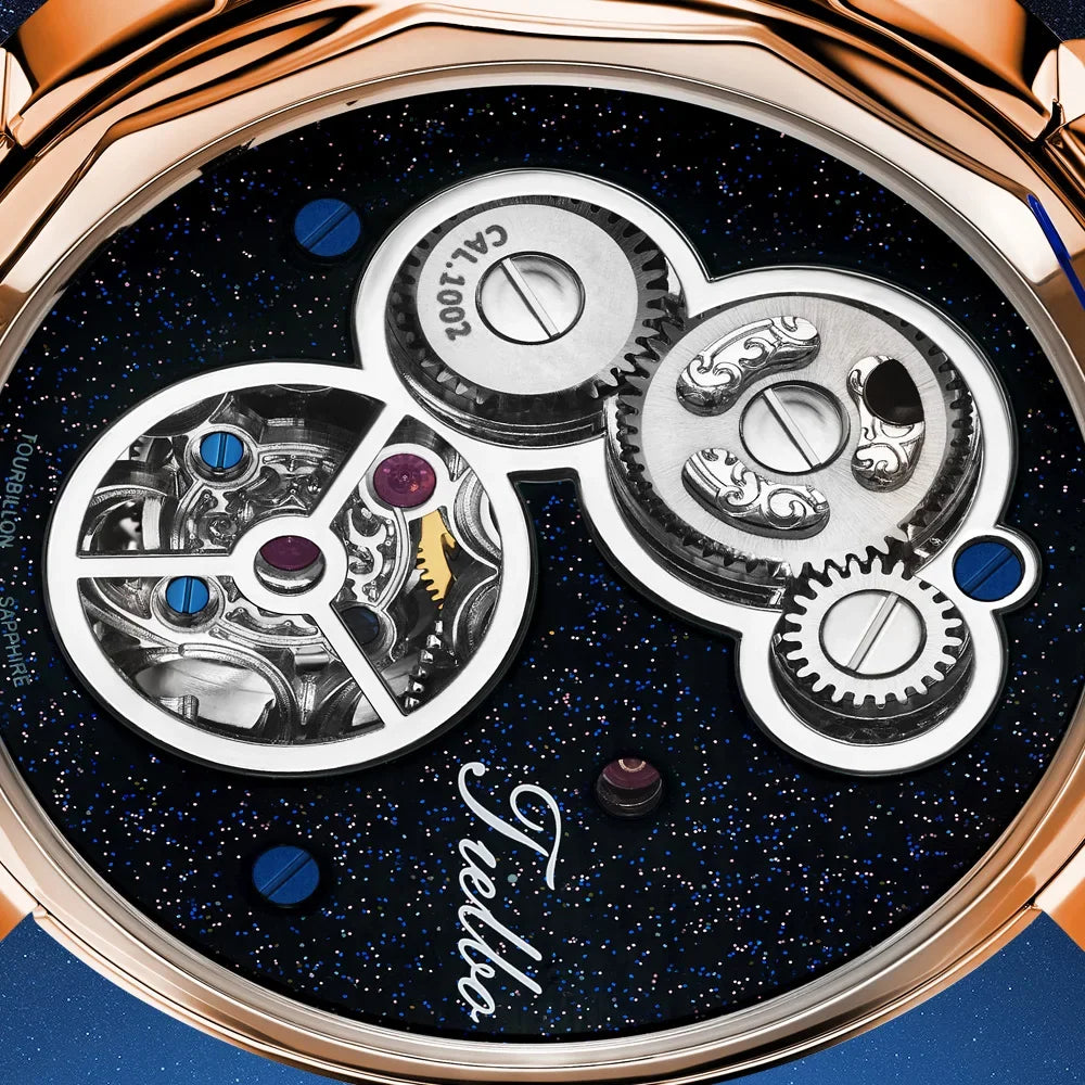 Montre Tourbillon Manuel Globe 3D Saphir Cuir Homme – CLEVI Paris