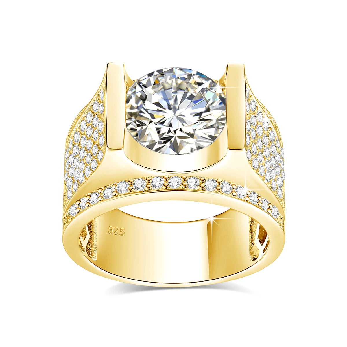 Bague Homme Moissanite 10mm Argent 925 Certifiée – CLEVI Paris