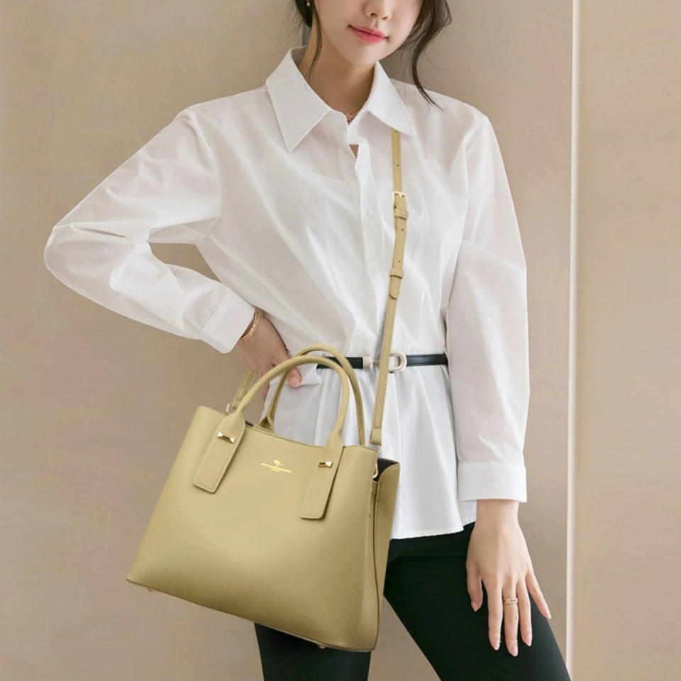 Sac Bandoulière Femme Cuir Microfibre 3 Couches Grande Capacité – CLEVI Paris