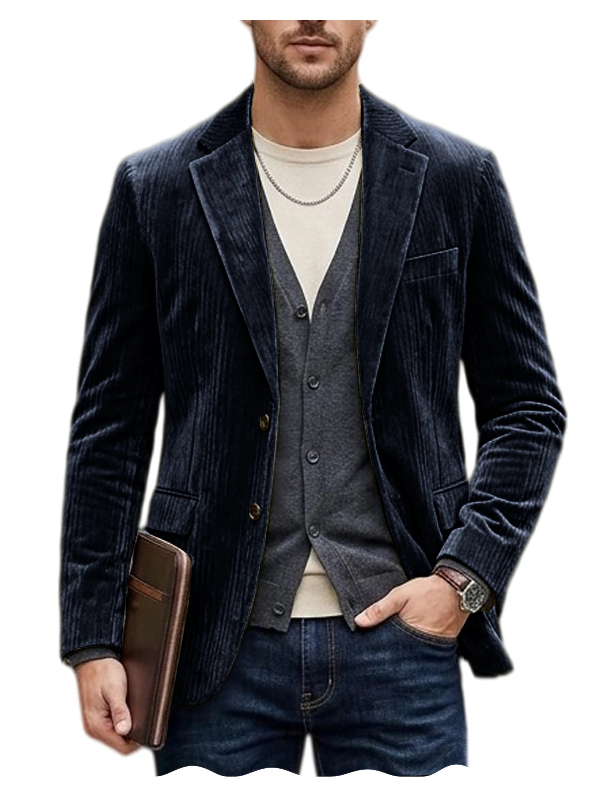Blazer homme en velours côtelé, coupe ajustée – CLEVI Paris