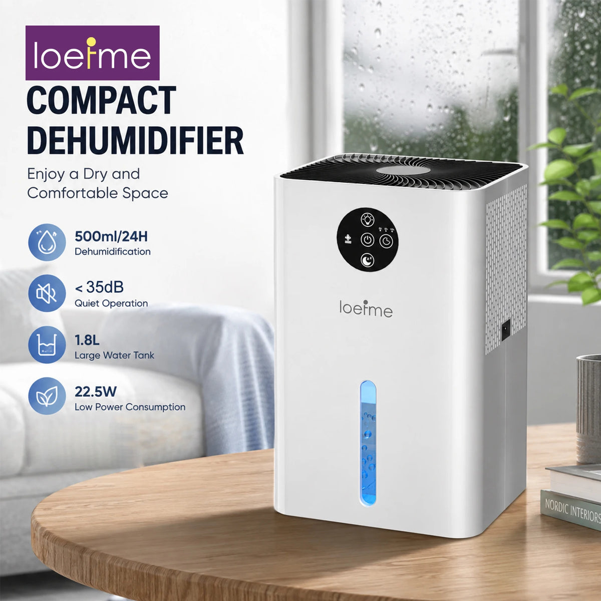 Déshumidificateur portable 1,8 L – CLEVI Paris
