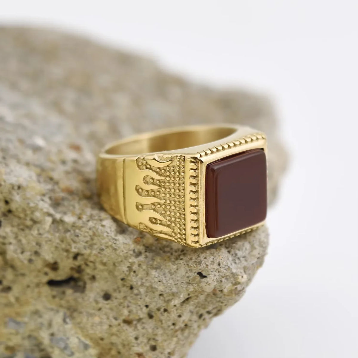 Bague Homme Acier Doré 18K Géométrique – CLEVI Paris