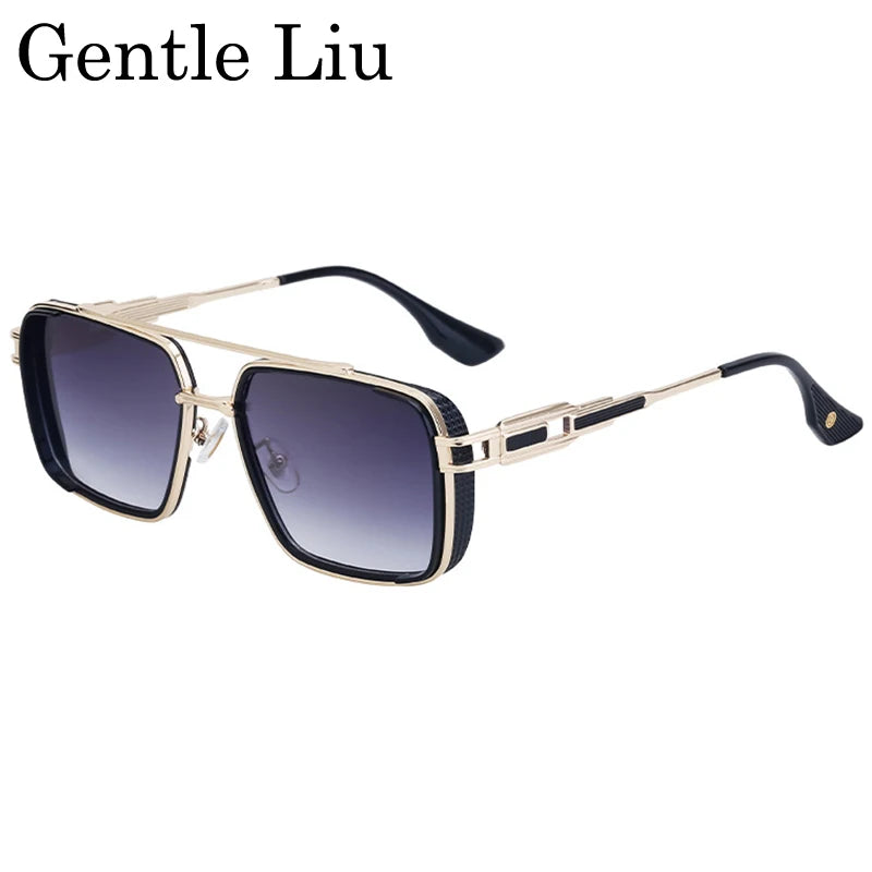 Lunettes de Soleil Carrées Steampunk Double Pont Métal UV400 Conduite Homme – CLEVI Paris