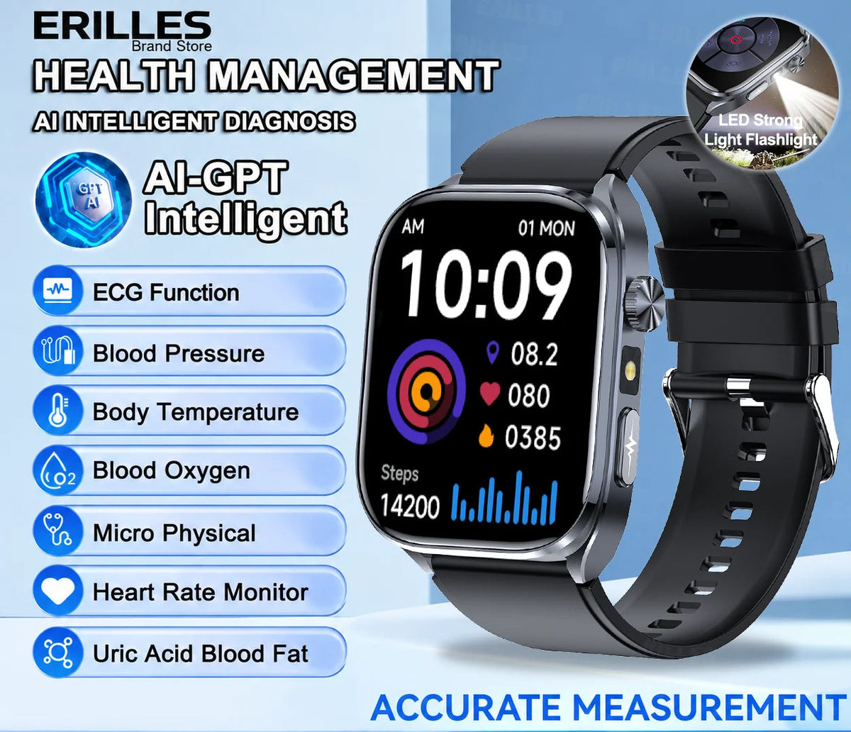 Montre Erilles ET572 AMOLED 2,01″ Bluetooth – CLEVI Paris