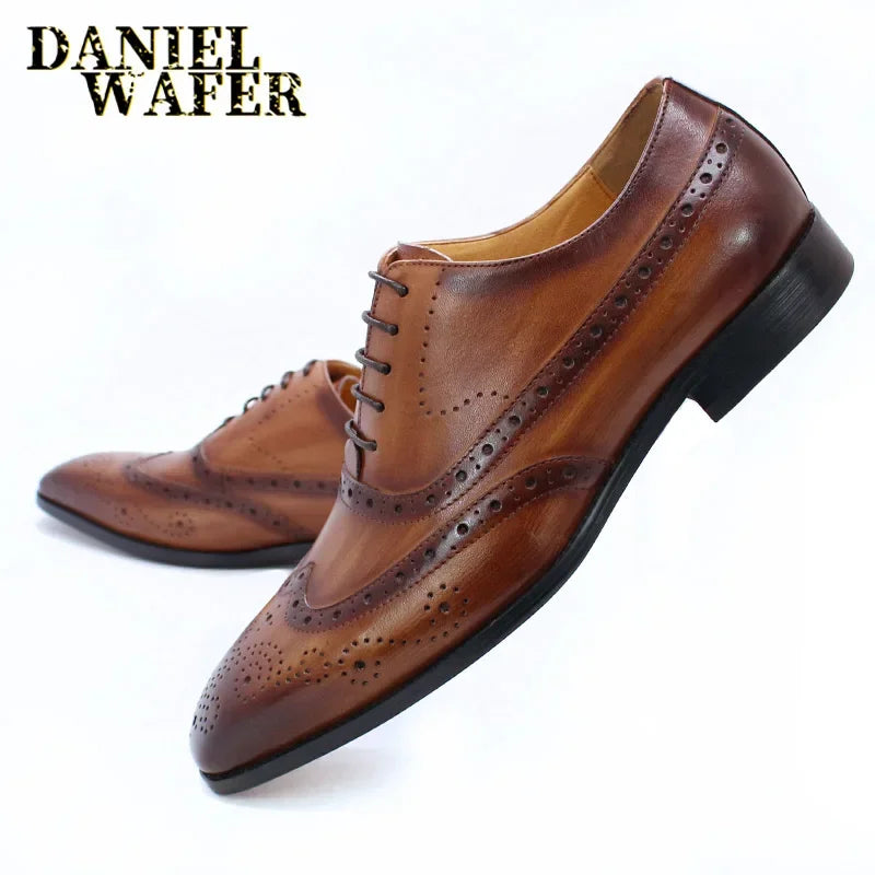 Oxford brogue homme en cuir à lacets – CLEVI Paris