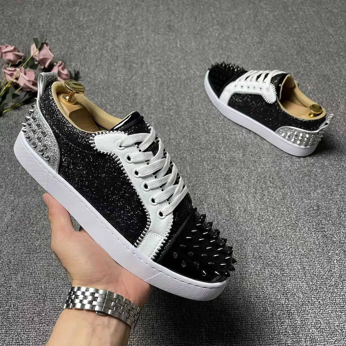 Sneakers Plates Punk Rivets Microfibre Unisexe – CLEVI Paris