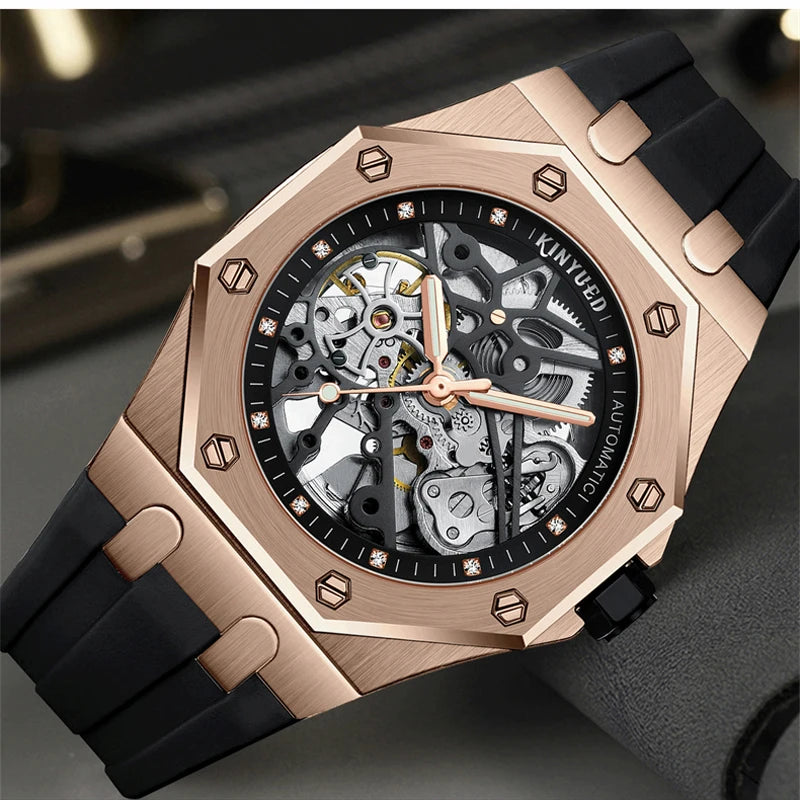 KINYUED J091 Montre Homme Automatique Squelette Steampunk Lumineux – CLEVI Paris