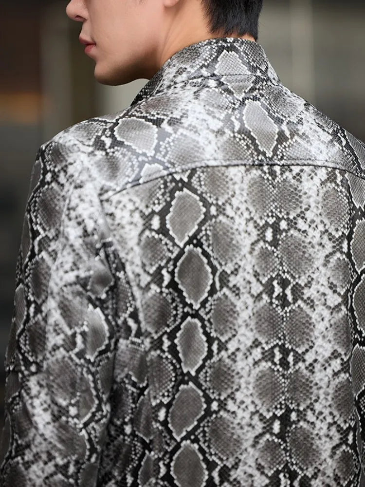 Blouson homme en cuir motif serpent – CLEVI Paris