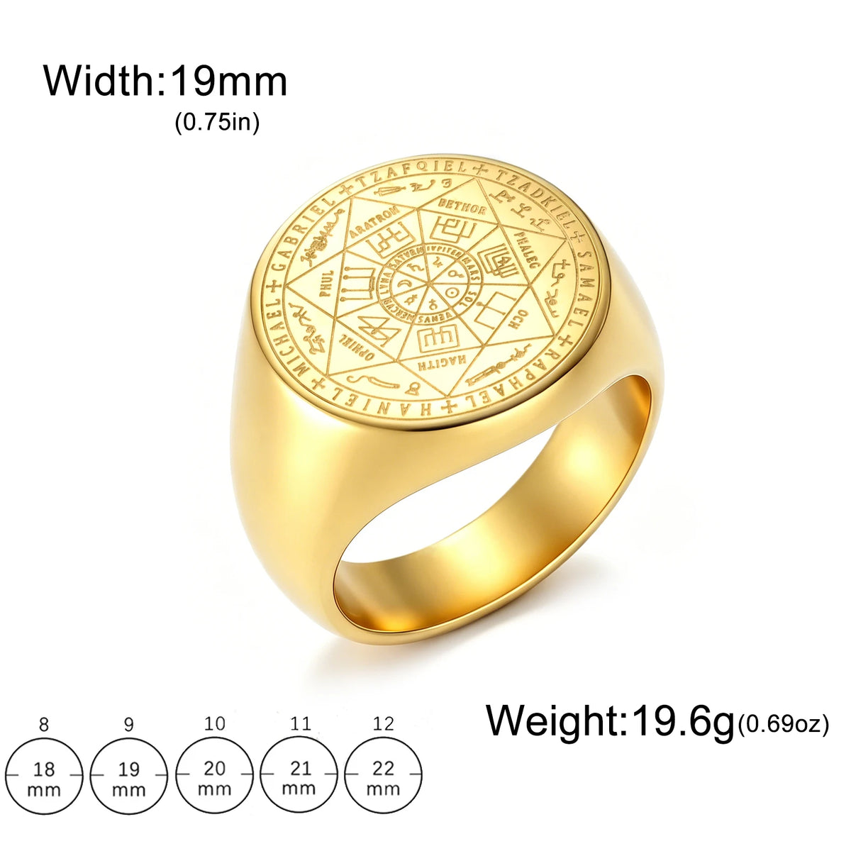 Bague Unisexe Tétragramme Acier Doré 18K – CLEVI Paris