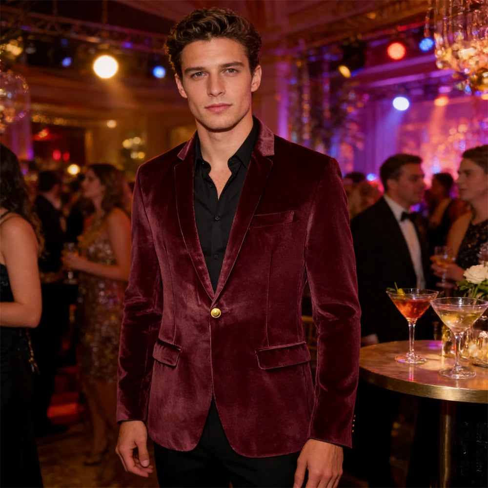 Blazer velours homme à bouton doré – CLEVI Paris