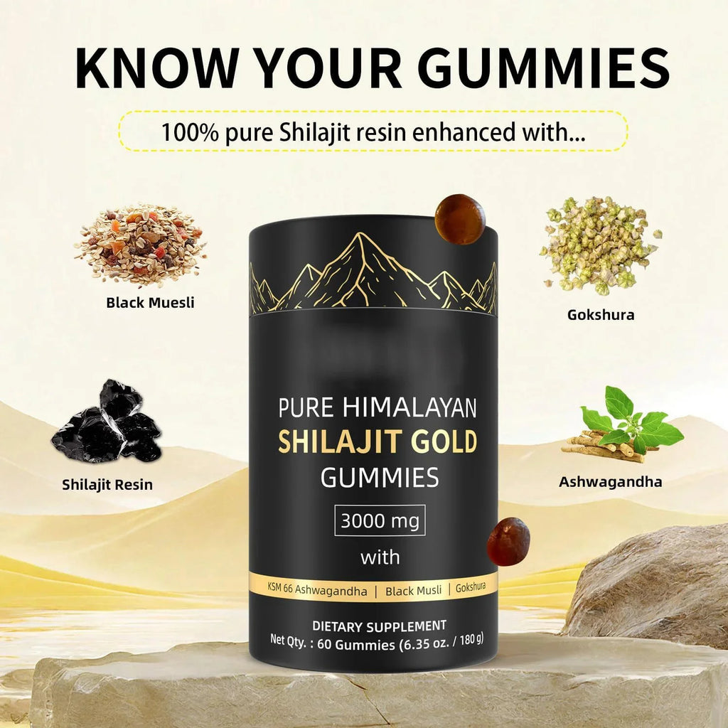 Shilajit, 60 gommes à mâcher en flacon – CLEVI Paris