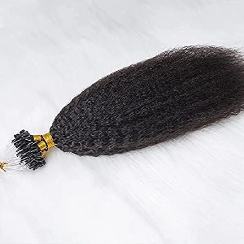 Extensions Micro Loop Kinky Straight Cheveux Mongols Remy 100g | Micro Bead Ring Italian Yaki | Noir, Brun, Naturel | 10-30 Pouces – CLEVI Paris