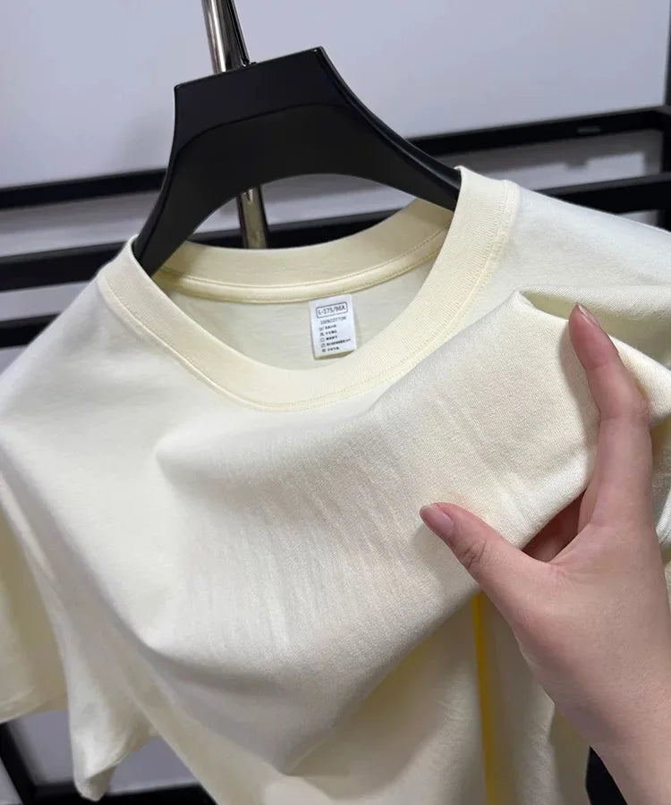 T-shirt homme uni à col rond en coton – CLEVI Paris