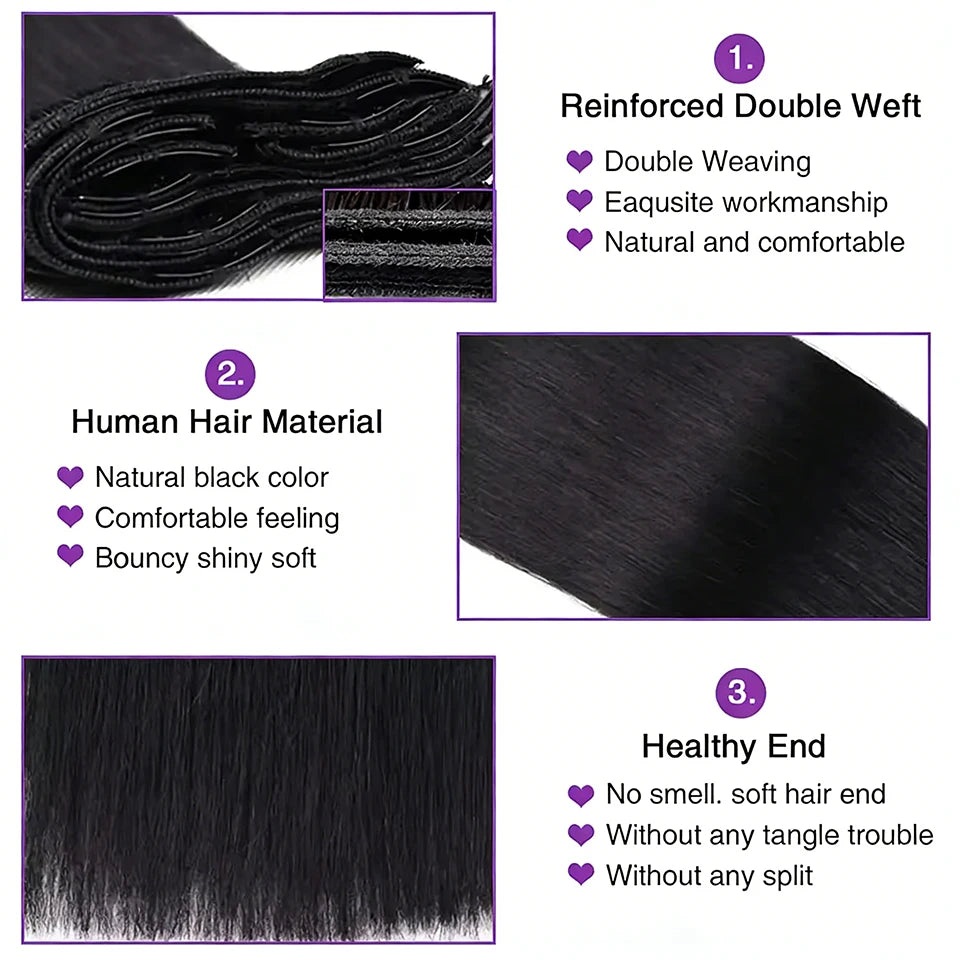 Extensions Clip-In Humains Brésiliens Lisses – CLEVI Paris