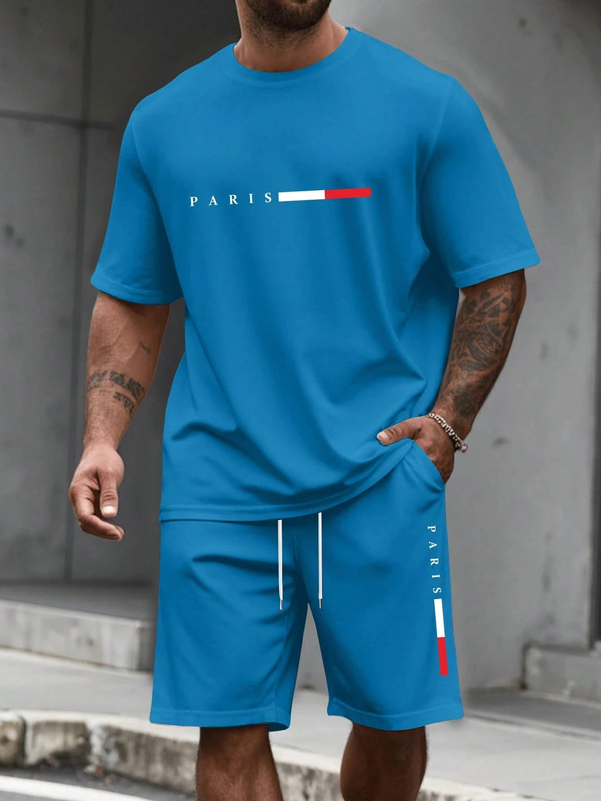 Ensemble Survêtement 2 Pièces Homme T-Shirt Col Rond Manches Courtes + Short Casual Sport – CLEVI Paris