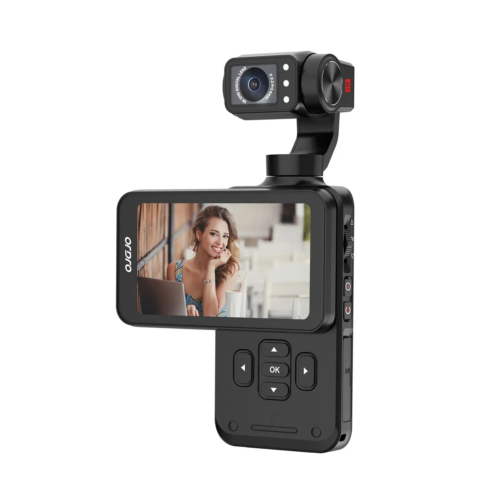 Caméra Vlog Action GILEETEEK M5 5K – Stabilisation 3 Axes, Écran Tactile 3,5", Rotation 180°, Vision Nocturne IR, Suivi de Visage